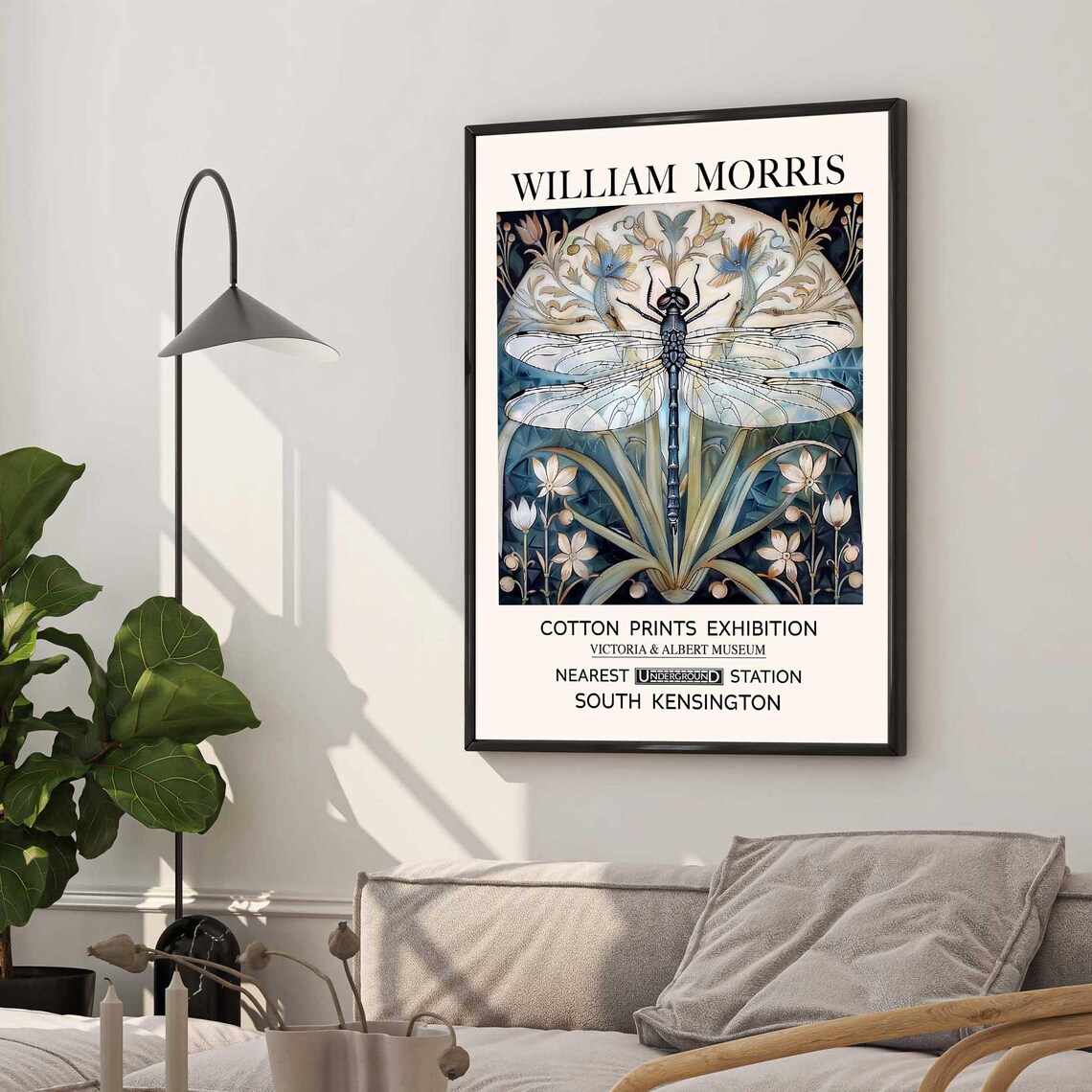 William Morris Dragonfly Print, Vintage Textile Art Print - Image 2