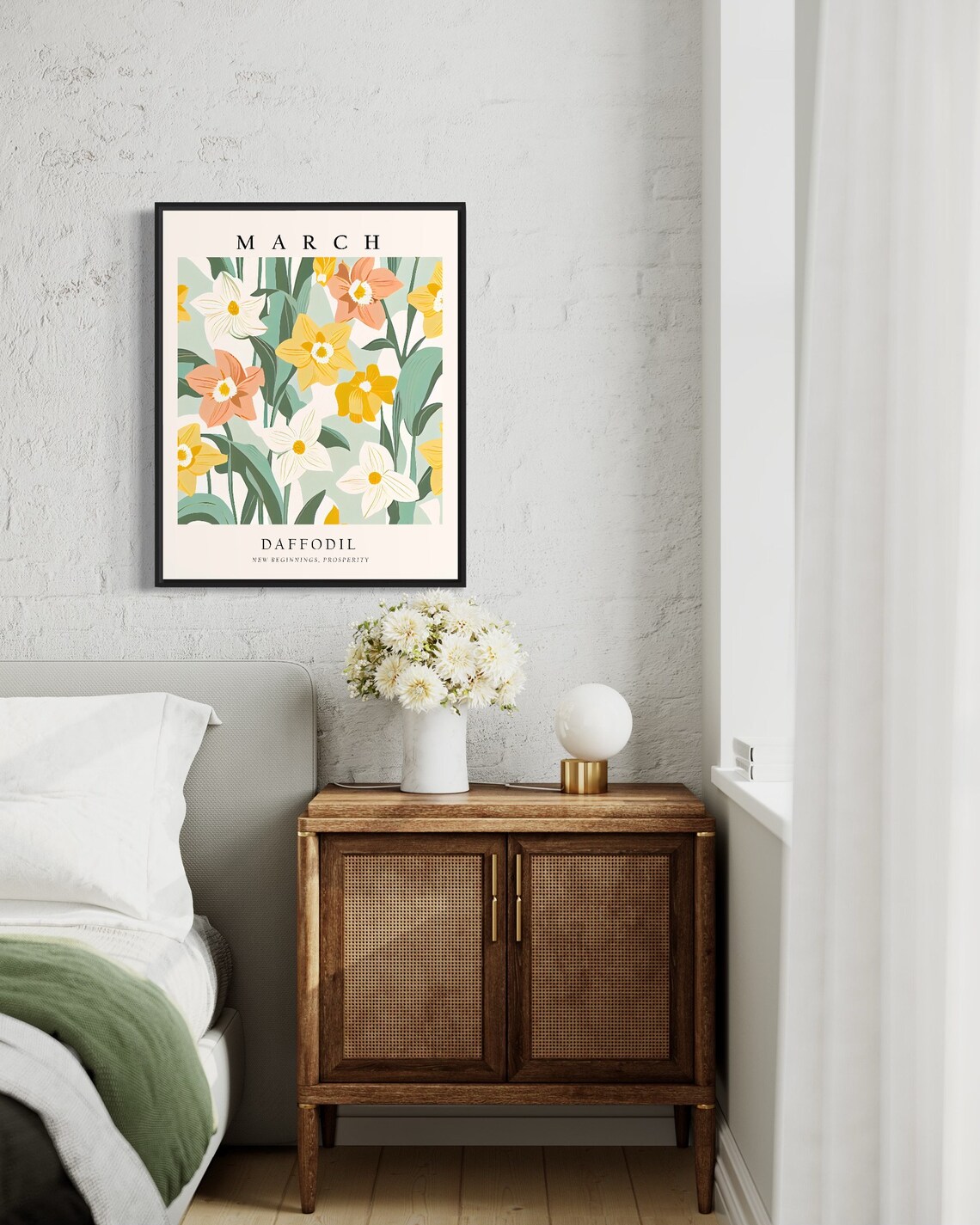 March Flower Month Daffodil Vintage Poster - Image 3