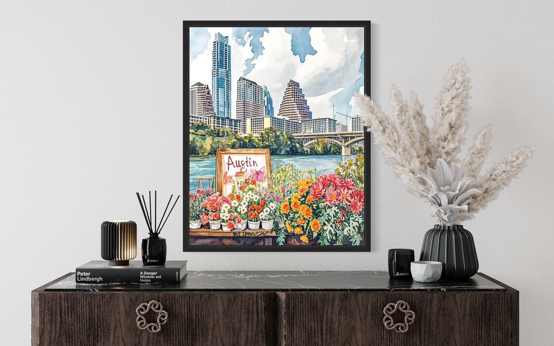 Austin Flower Market Neutral Botanical Art Print - Image 2