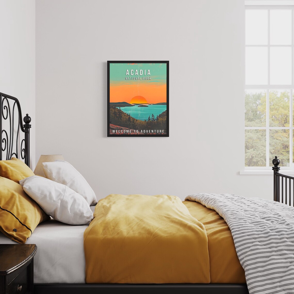 Acadia National Park Maine Coast Islands Sunset Retro Travel Poster - Image 2