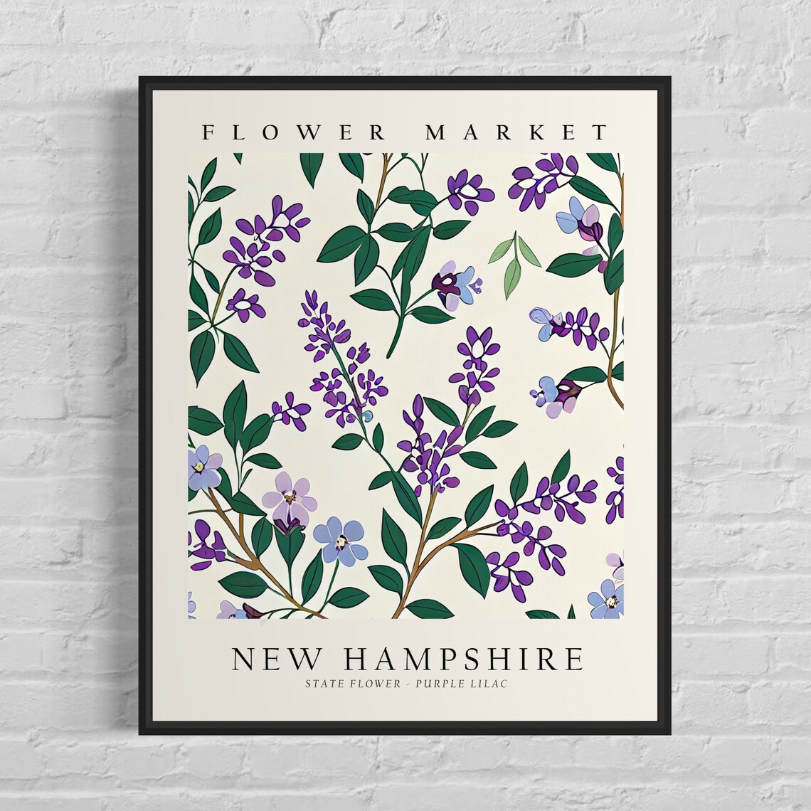 New Hampshire State Flower Lilac Botanical Art Print