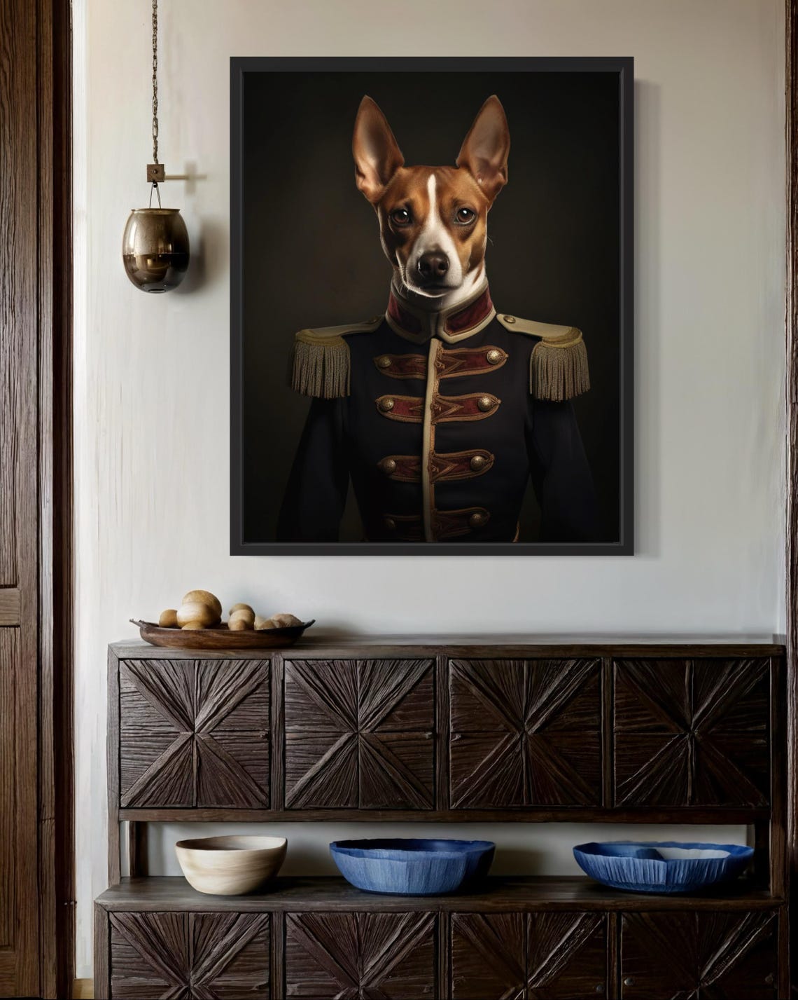 Basenji Dog Dressed as Military General Funny Portrait Poster - Image 2
