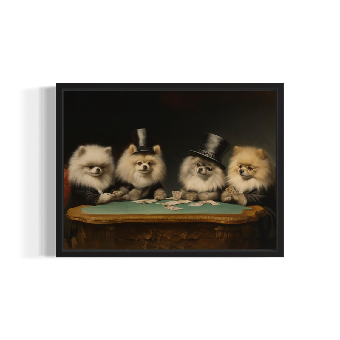 Pomeranian Playing Cards Humor Art Print