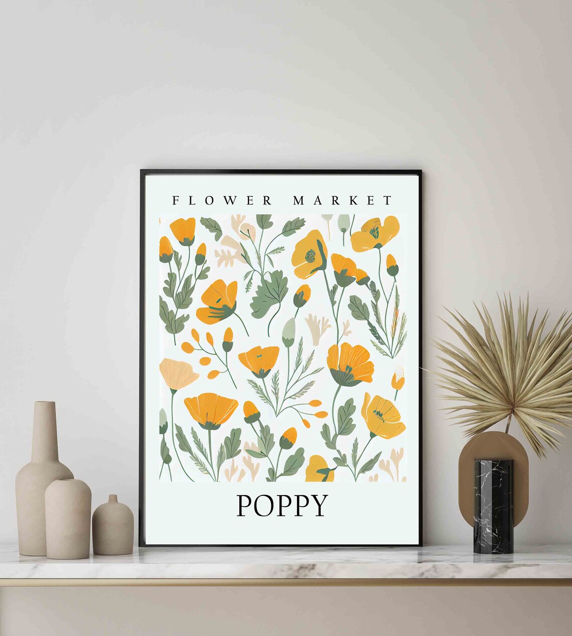 Poppy Yellow Wildflower Botanical Flower Market Pastel Print - Image 3