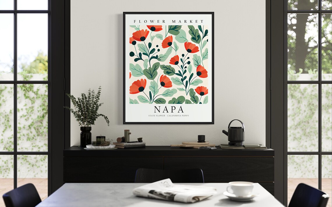 Napa California Flower Market Art Print, Botanical Pastel - Image 3