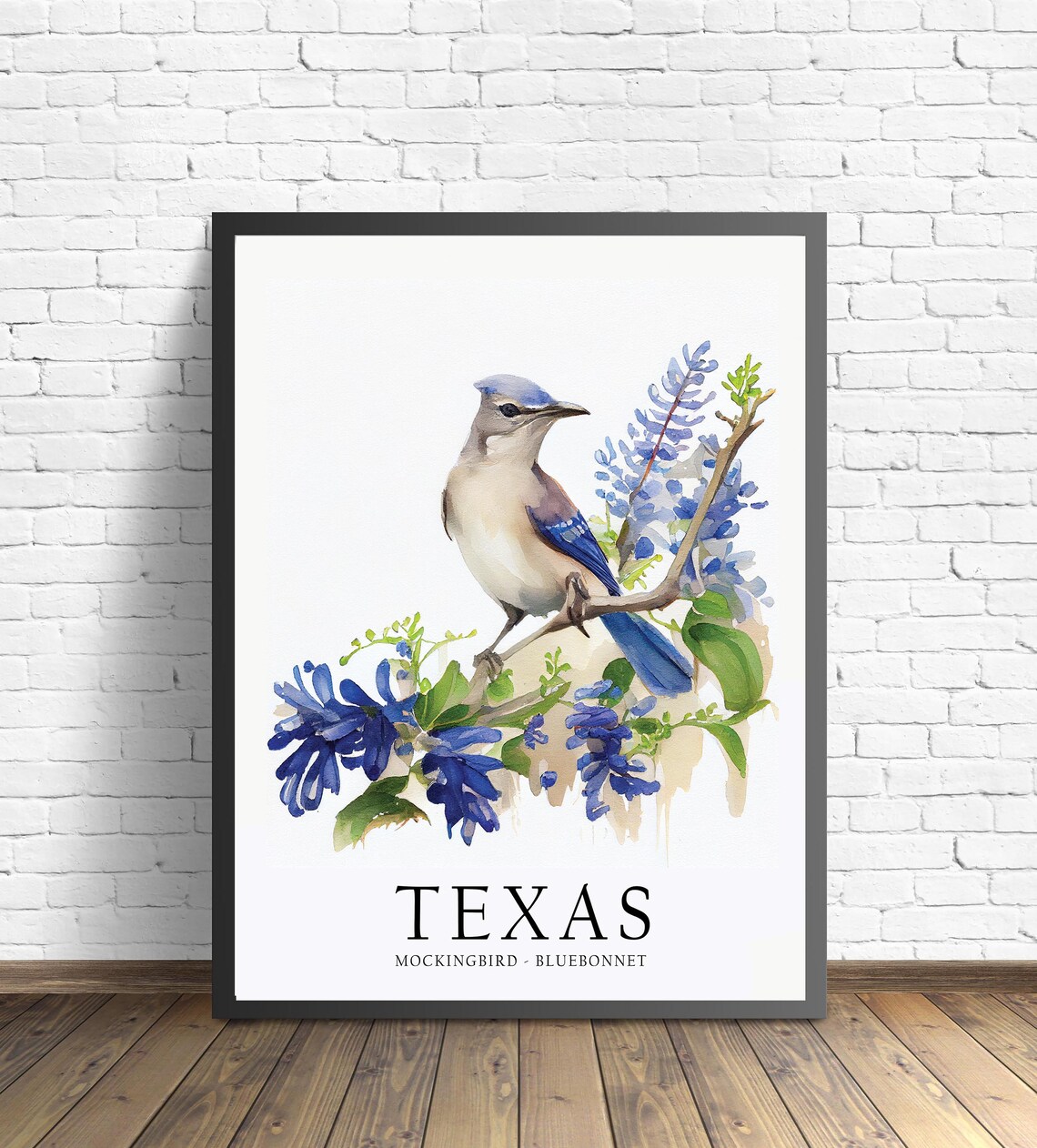 Texas State Bird and Flower, Texas Wall Art Print
