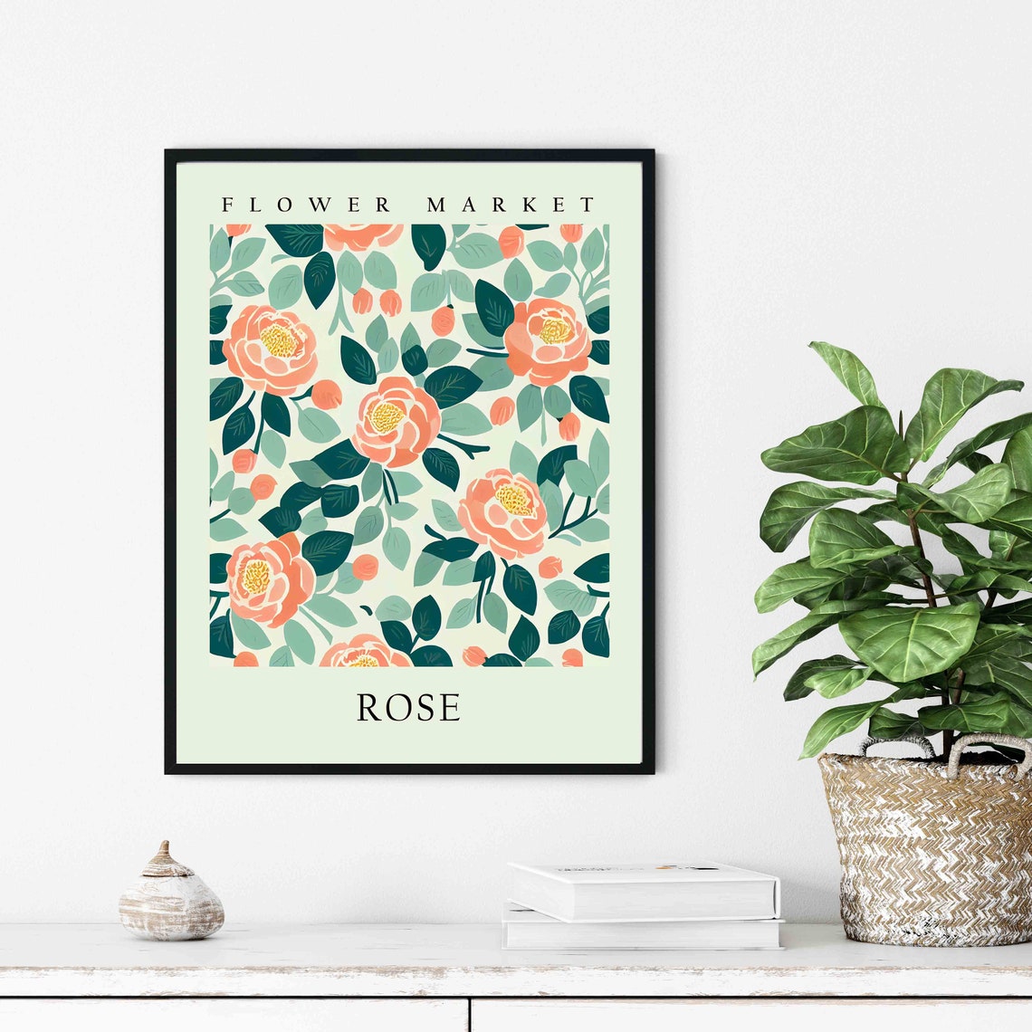 Rose Classic Coral Bloom Botanical Flower Market Pastel Art Print - Image 2