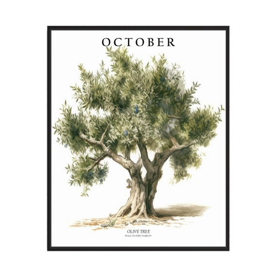 October Tree Month Olive Tree Art Print Olive Tree Wall Art Poster
