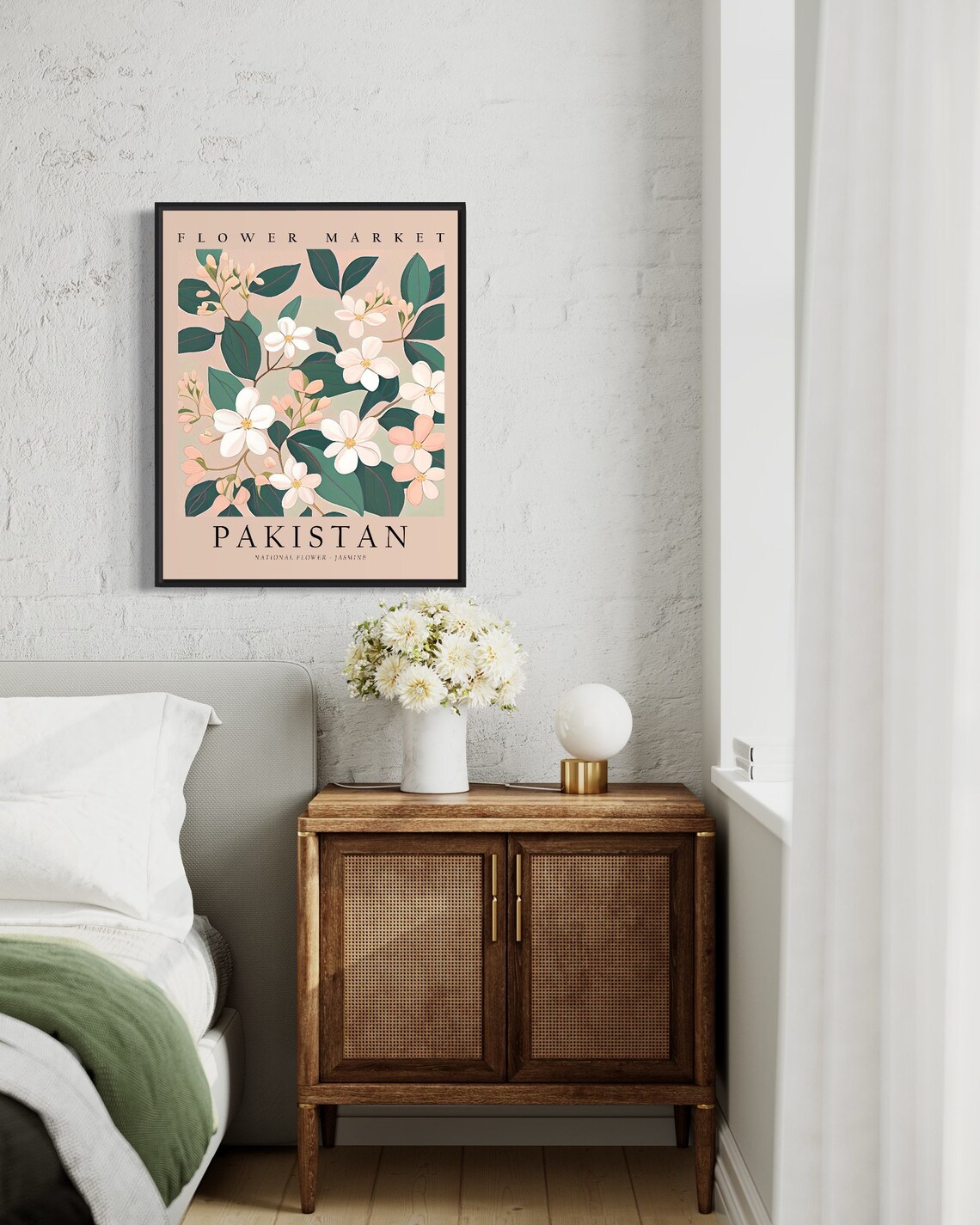 Pakistan National Flower Jasmine Botanical Art Print - Image 3