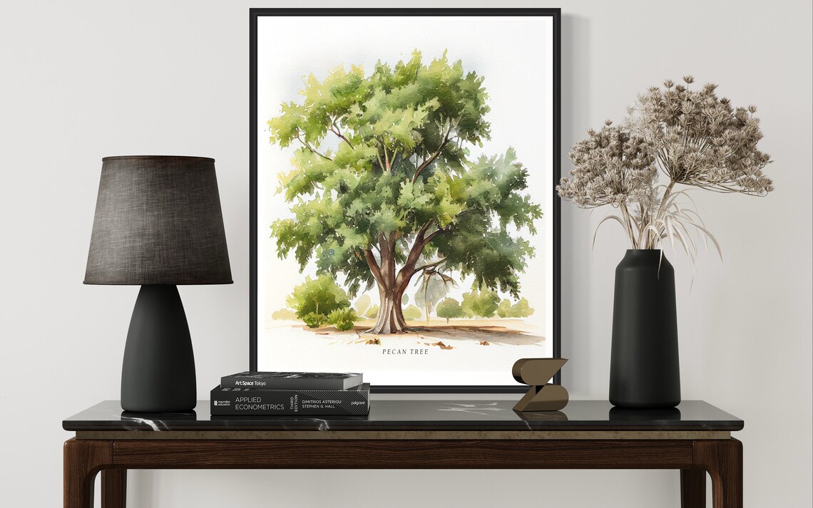 Pecan Tree Nature Art Print, Landscape Poster - Image 3