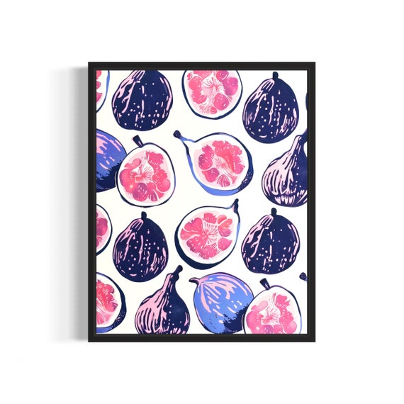 Fig Poster Art Print Kitchen Fruit Decor For Kitchen Dining Restaurant Neutral Food Pastel Artwork