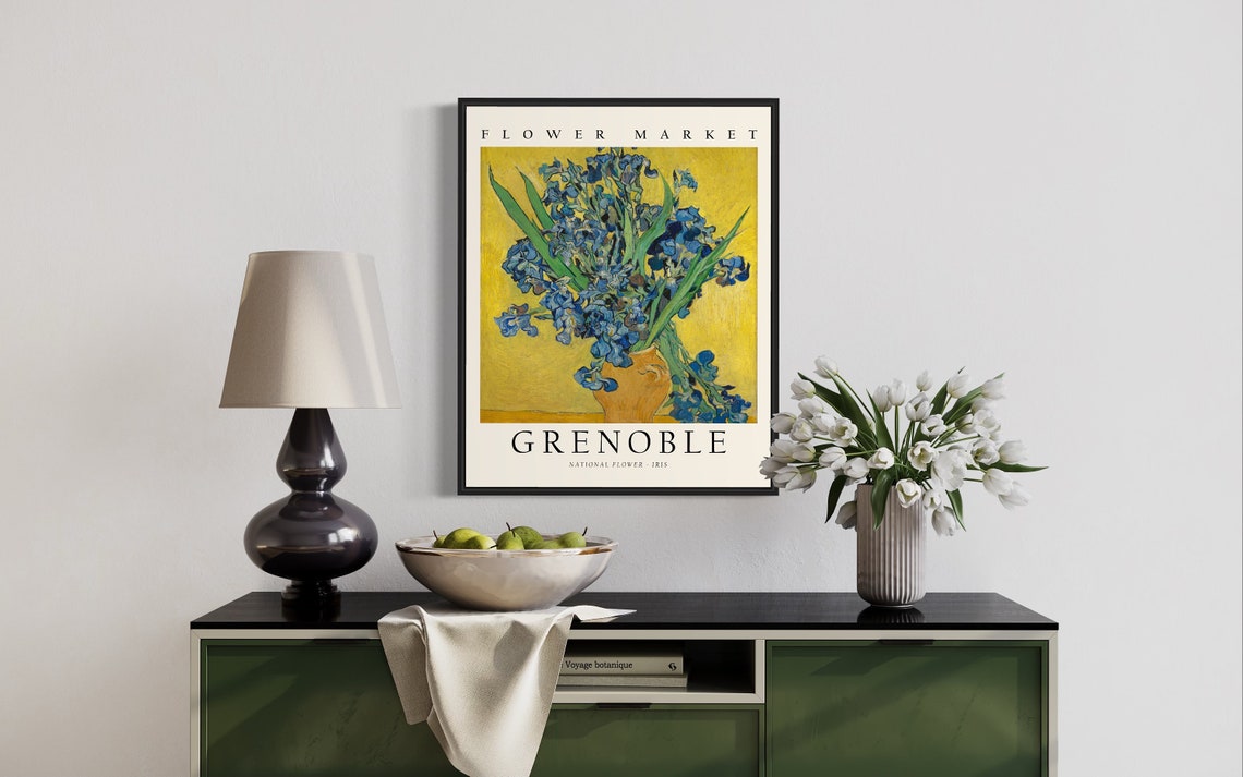 Grenoble Flower Market Impressionist Iris Still Life Art Poster - Image 2