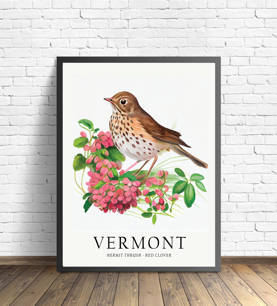 Vermont State Bird Art Print, Vermont Home Decor
