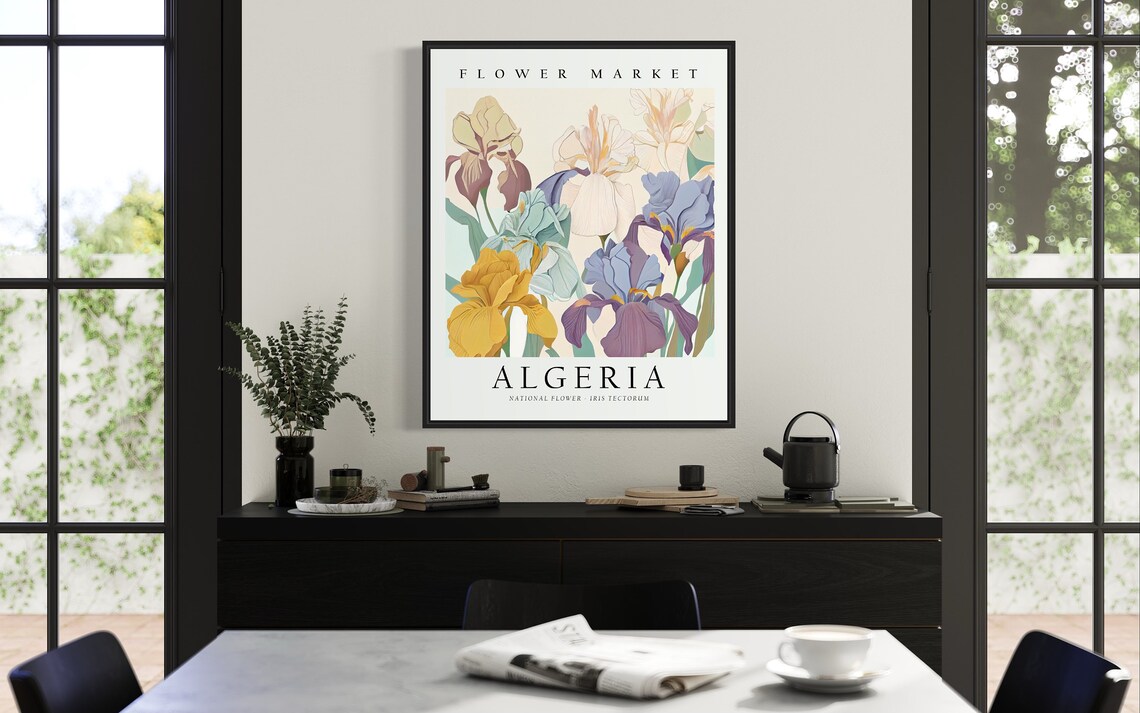 Algeria Iris Tectorum Flower Market Botanical Floral Garden Art Poster - Image 3
