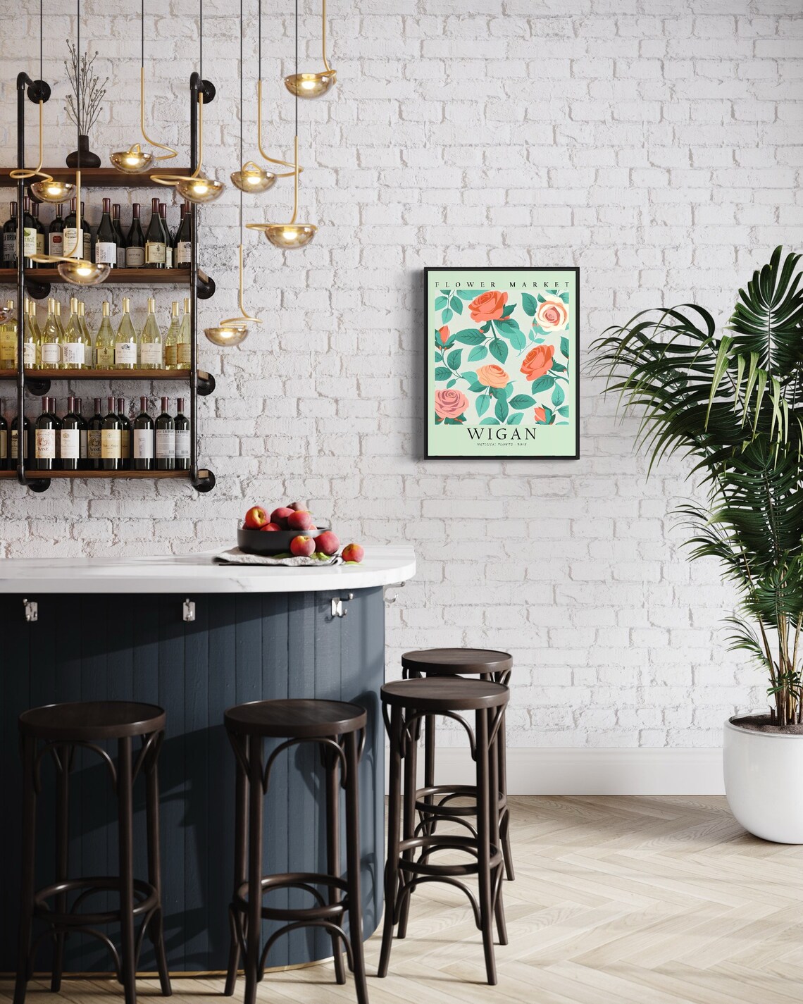 Wigan England Rose Flower Market Botanical Illustration Art Print - Image 3