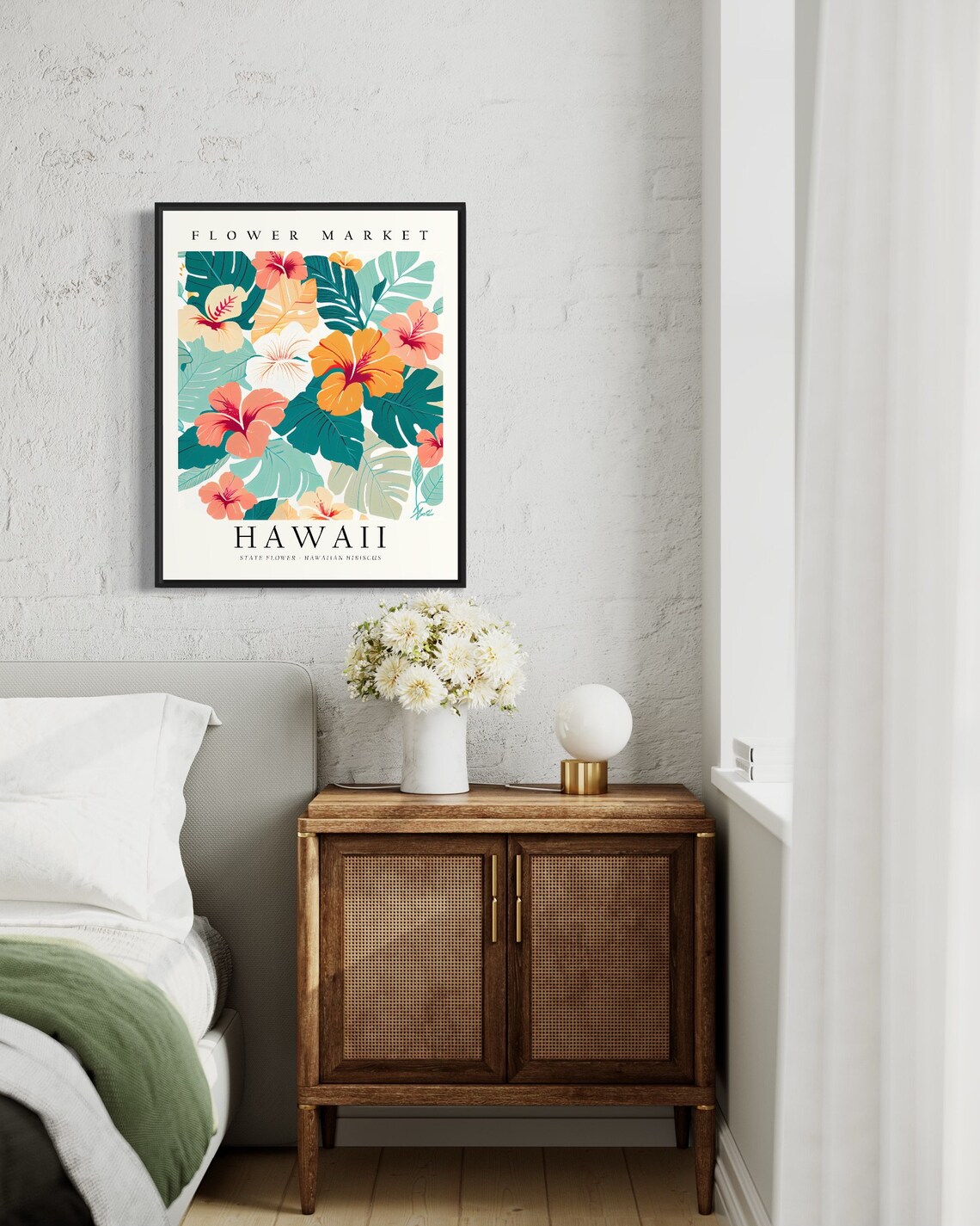 Hawaii State Flower Hibiscus 1960s Travel Poster - Image 3