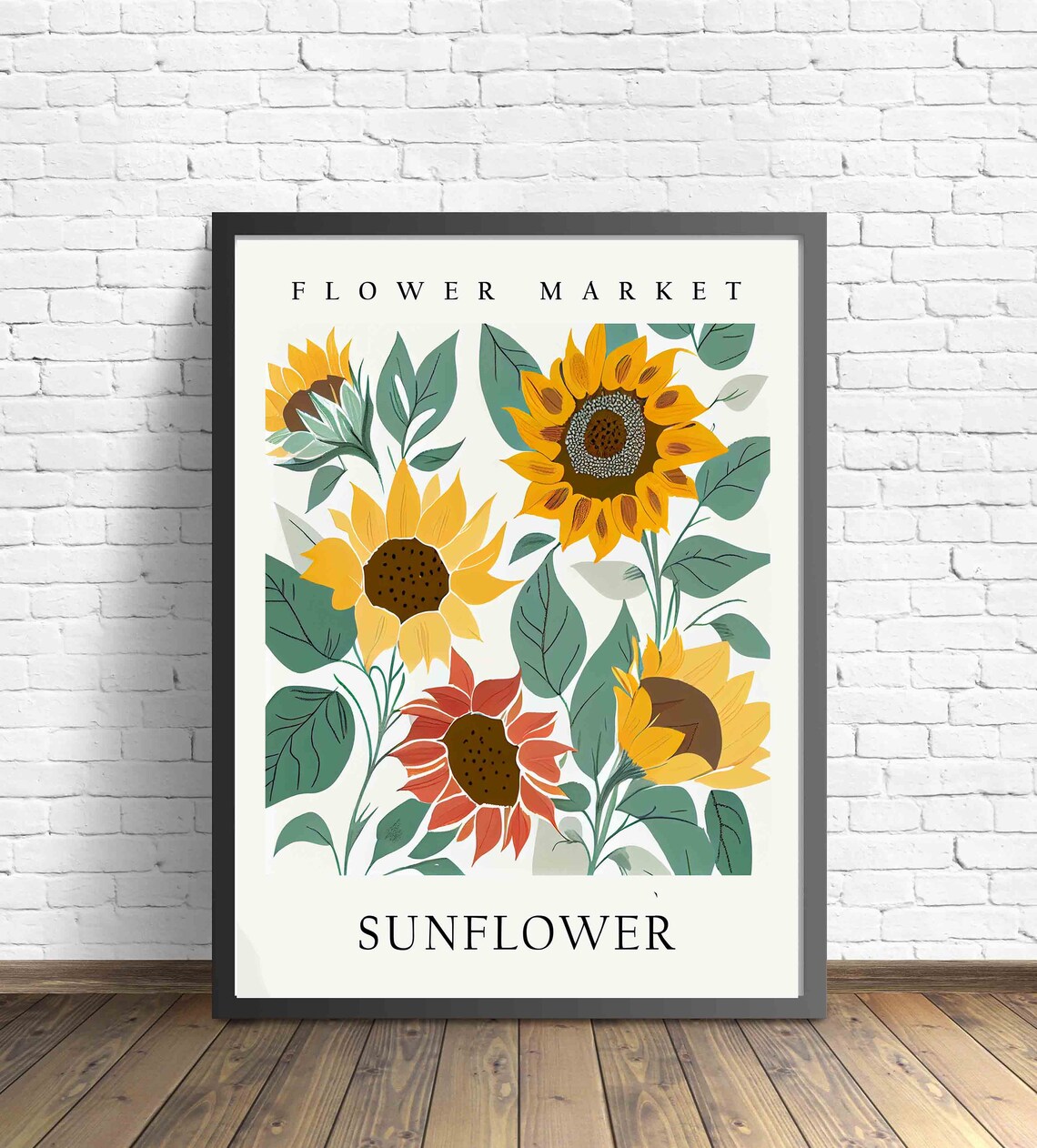 Sunflower Flower Market Botanical Art Print