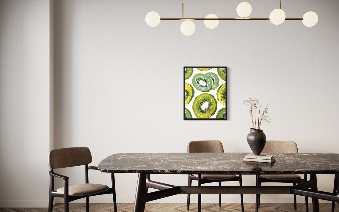 Kiwi Slice Pattern Vibrant Green Illustrated Fruit Art Poster - Image 3