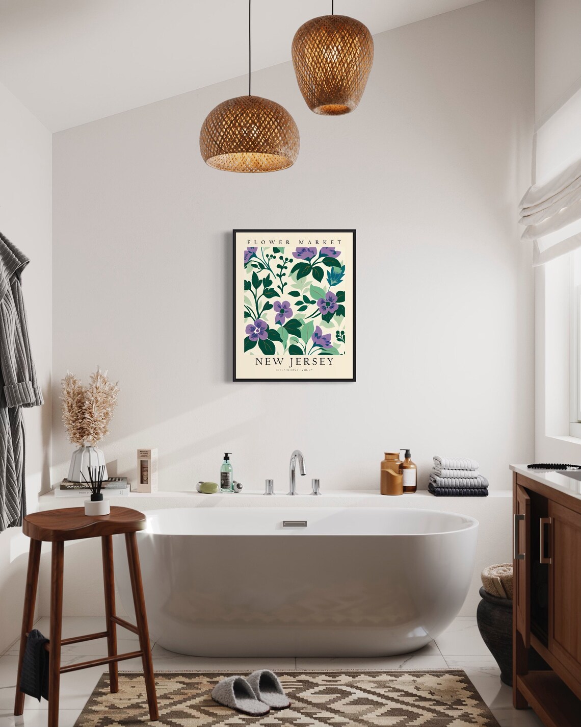 New Jersey State Flower Violet Botanical Art Print - Image 2