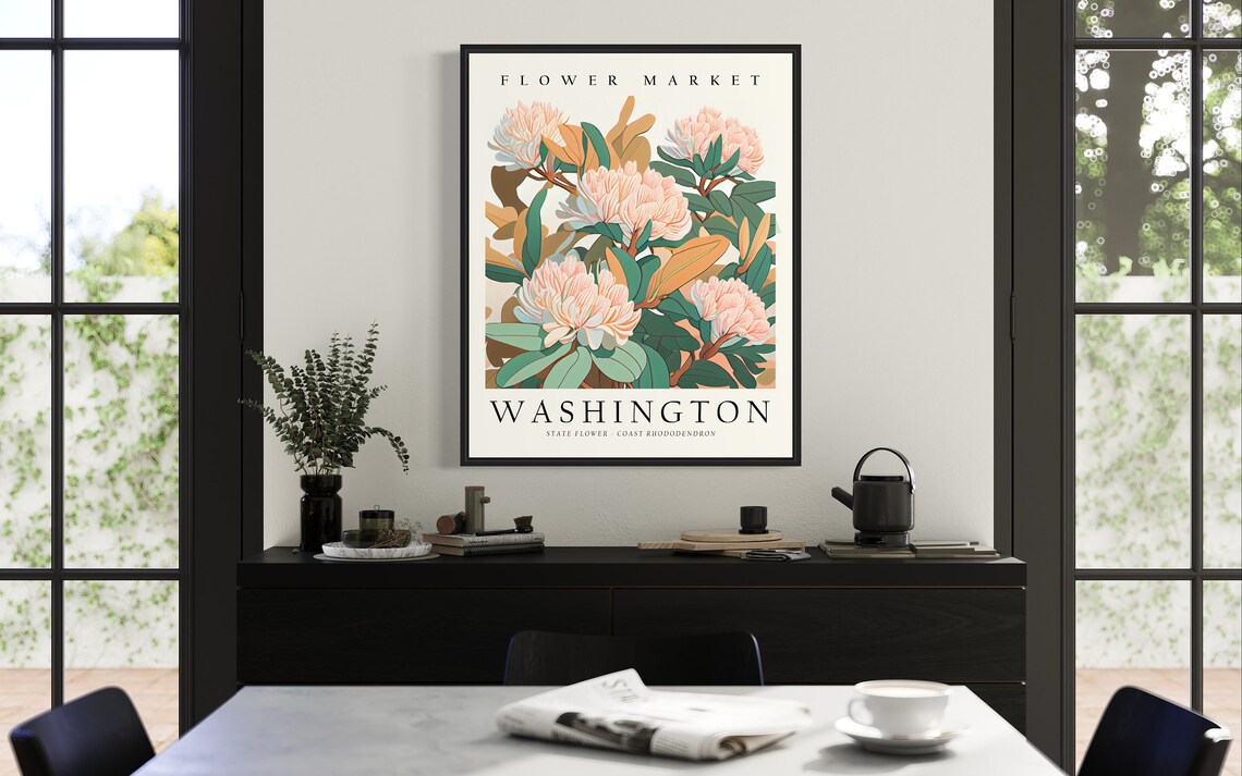 Washington State Flower Rhododendron, 1960s Art Print - Image 2