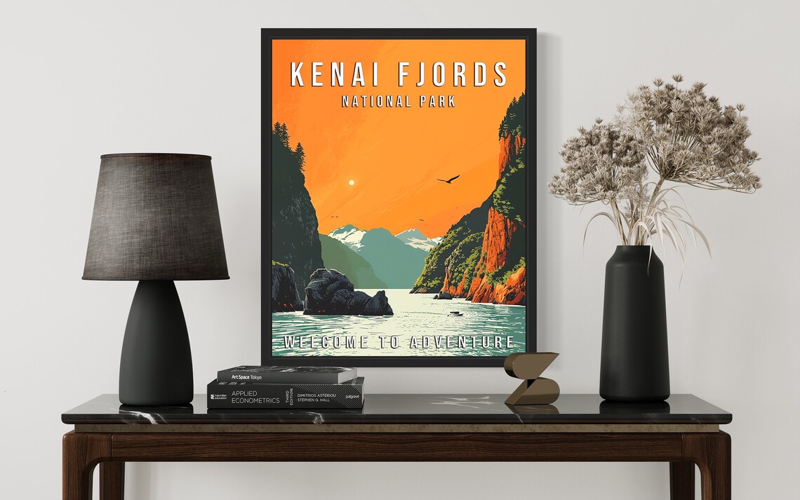 Kenai Fjords National Park Alaska Glacier Fjord Vintage Poster - Image 3
