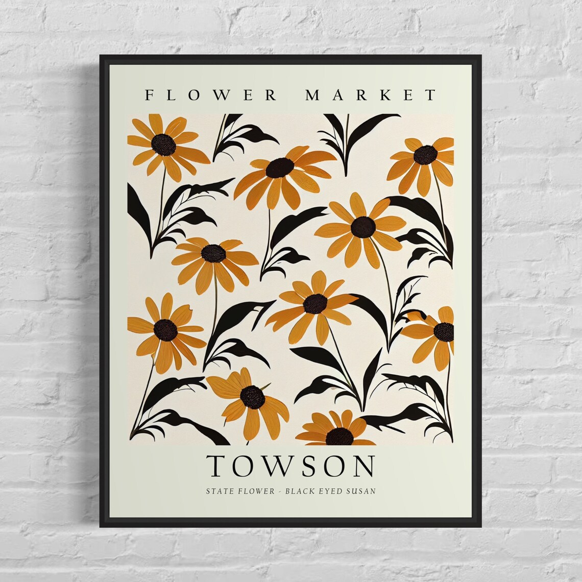 Towson Flower Market Black Eyed Susan Botanical Wildflower Art Print