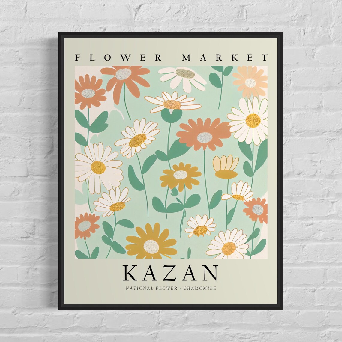 Kazan Chamomile Flower Market Botanical Travel Decor Art Poster