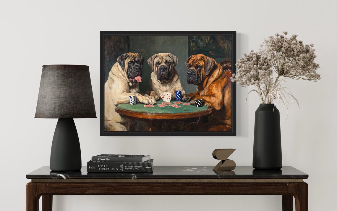 Mastiff Playing Cards Humor Poster Art Print - Image 2