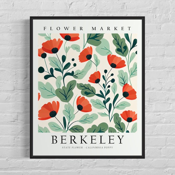 Berkeley Flower Market Art Print, California Poppy Botanical
