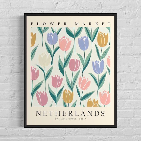 Netherlands Flower Market Tulip Art Print, Botanical