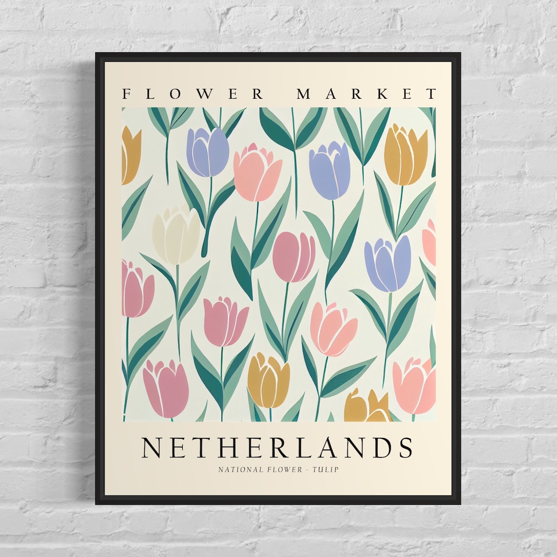 Netherlands Flower Market Tulip Art Print, Botanical