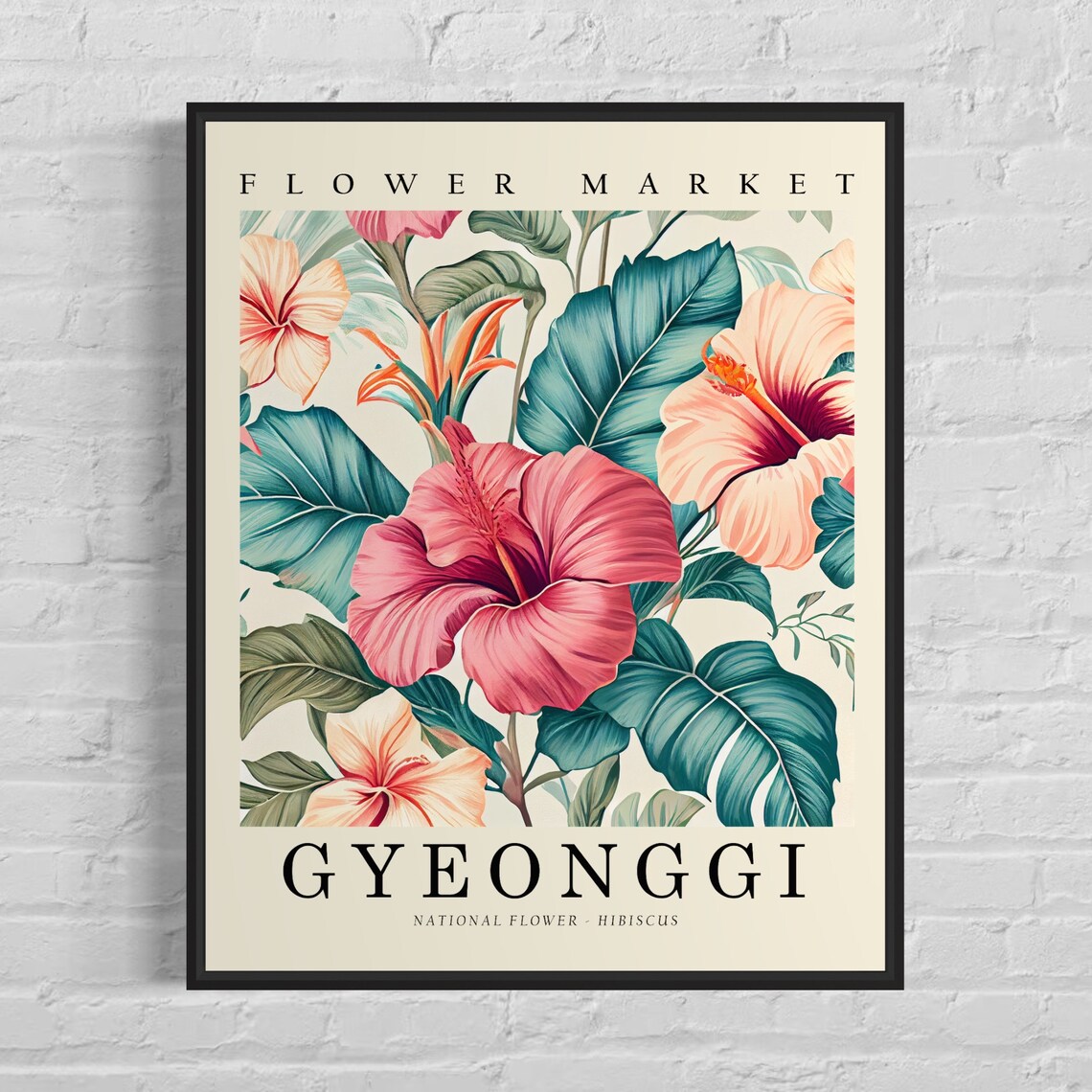 Gyeonggi Hibiscus Flower Market Tropical Botanical Decor Poster