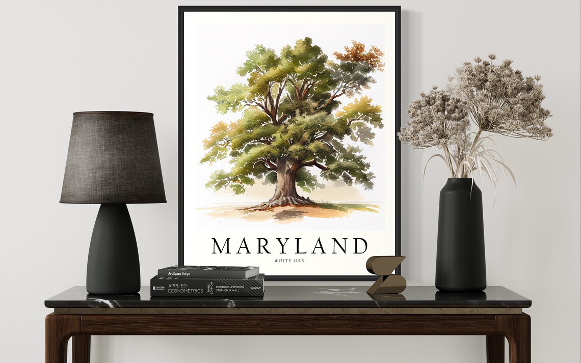 Maryland White Oak Tree Art Print, State Symbol - Image 2