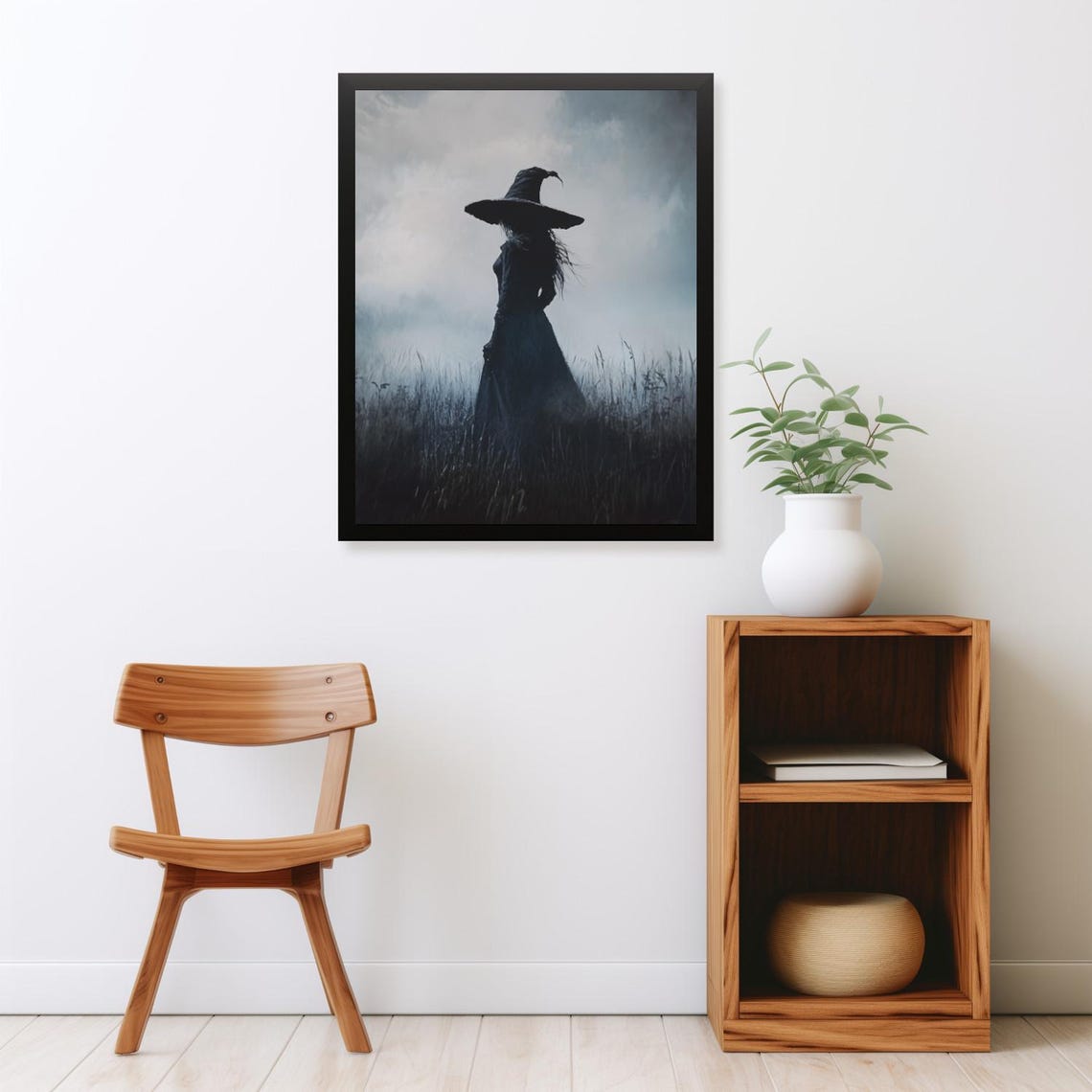 Witch Silhouette In Misty Field Tall Hat Dark Academia Poster - Image 2