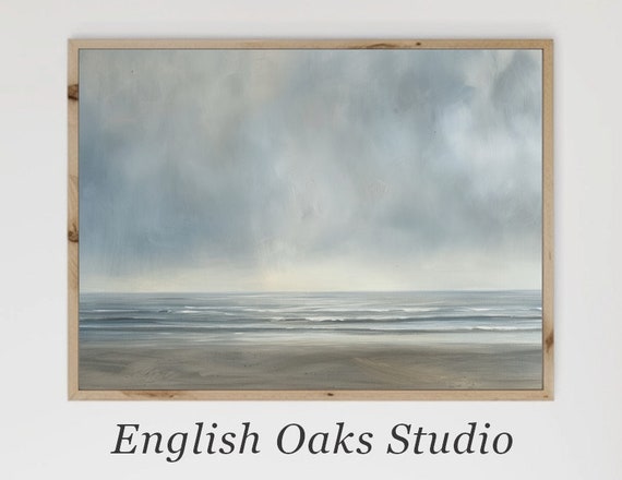 Vintage Seascape Coastal Painting Moody Coastal Wall Art 02