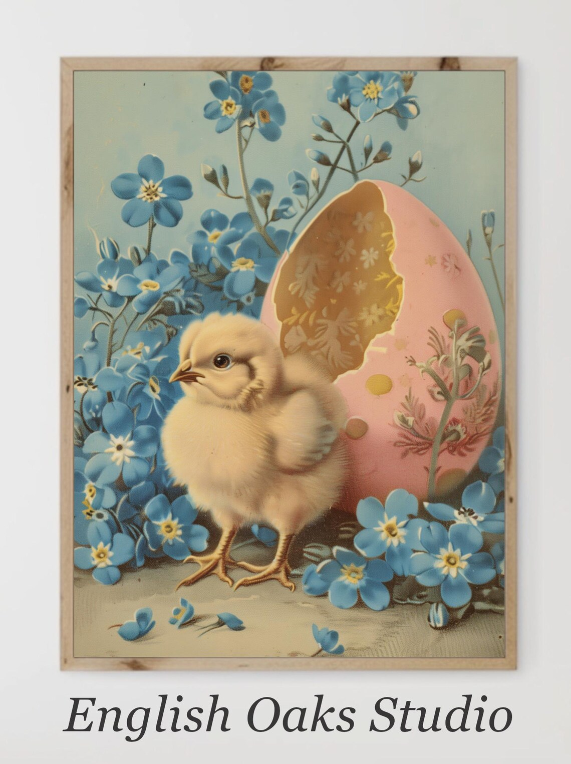 Easter Baby Chick and Ornate Egg Shell Art Print