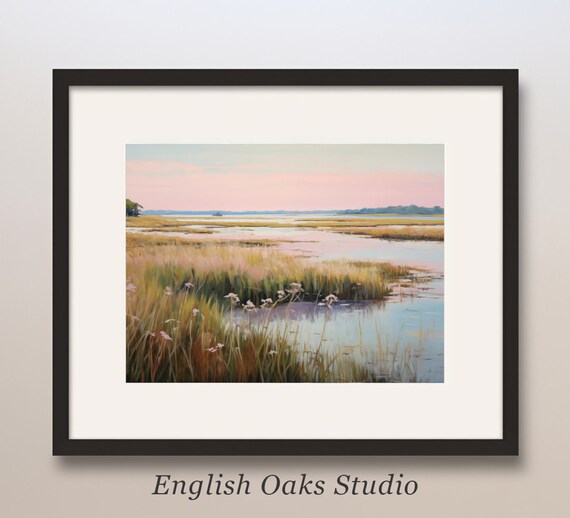 Pastel Bayou Marsh at Dawn Southern Wetland Oil Painting Poster