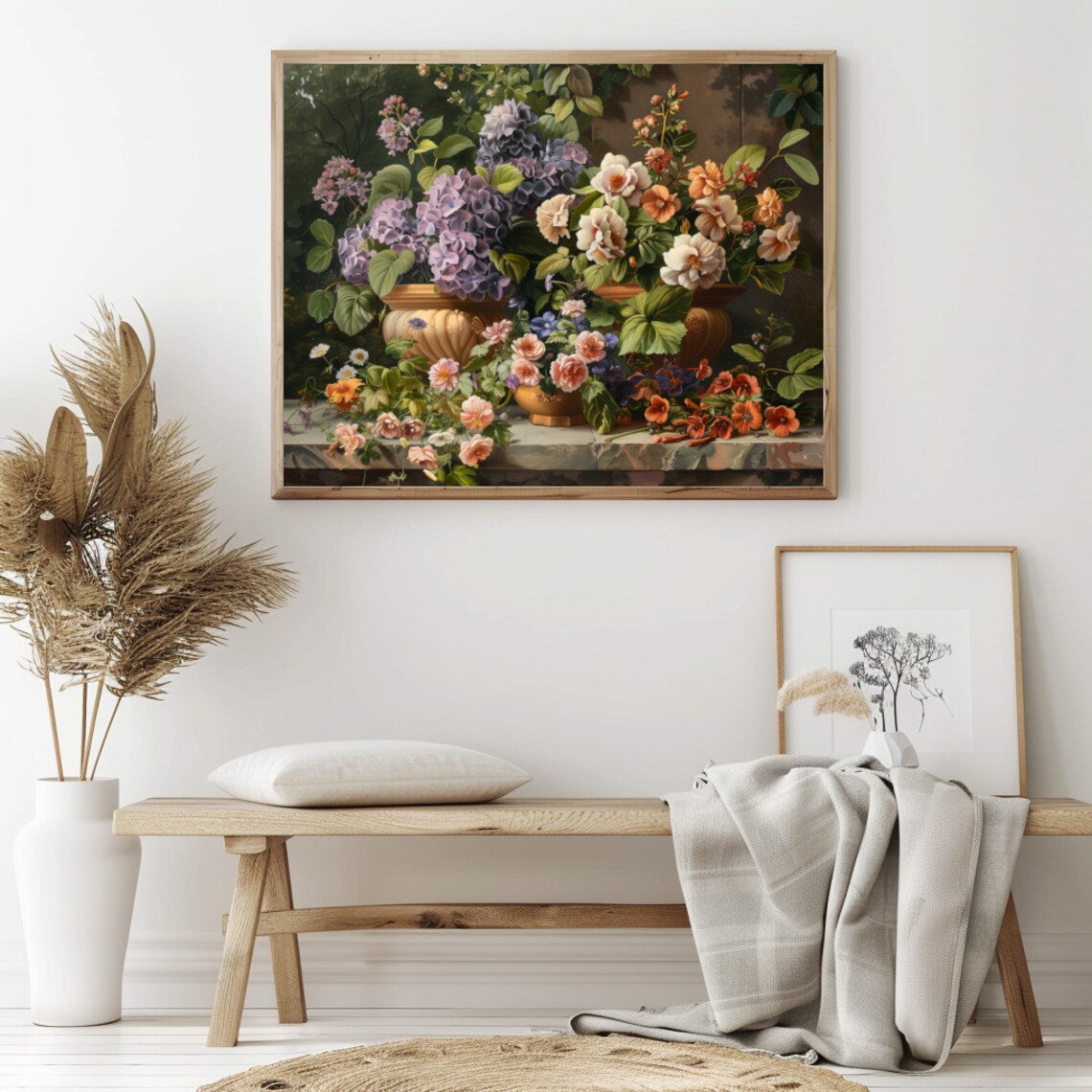 Victorian Flower Urns Classic Vintage Floral Bouquet Painting Poster - Image 2