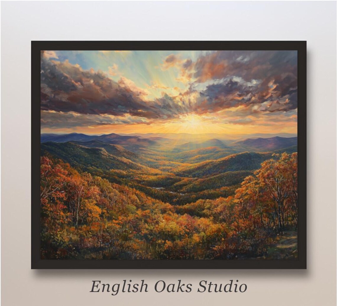Blue Ridge Mountains Vintage Fall Landscape Art Print
