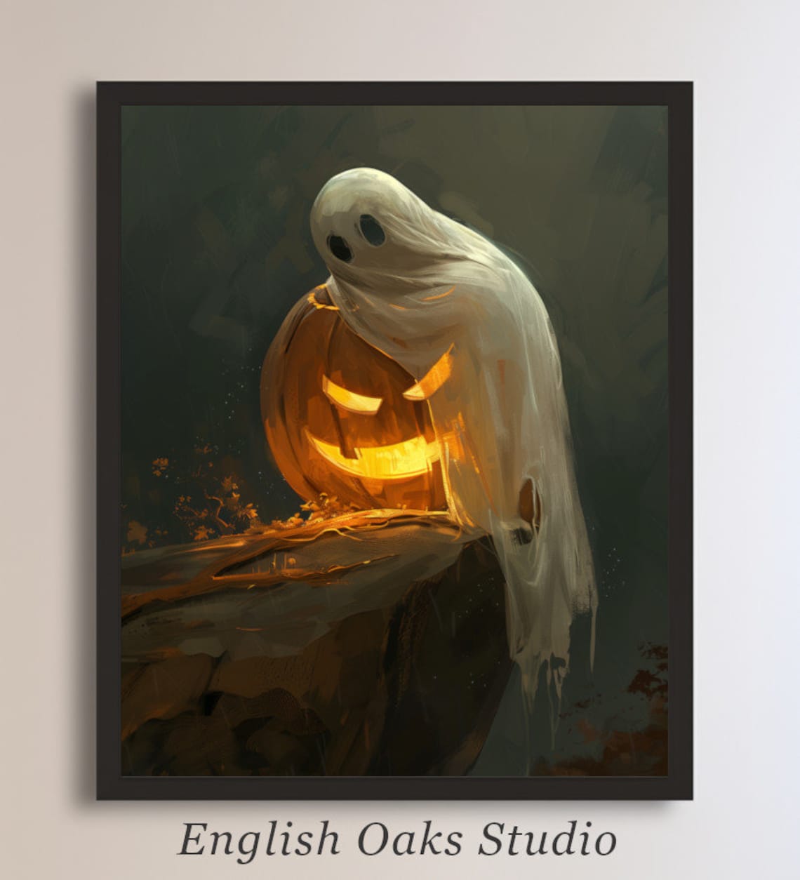 Halloween Ghost Pumpkin Vintage Poster Print