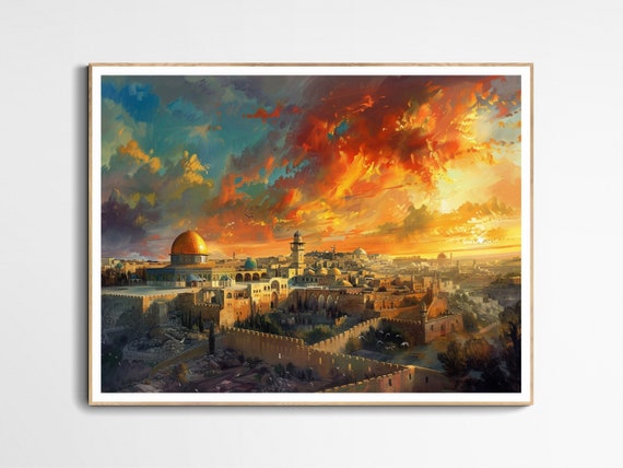 Sunrise In Palestine Art Print Inspired Modern Wall Decor Handmade Cultural Poster Gift For Lovers