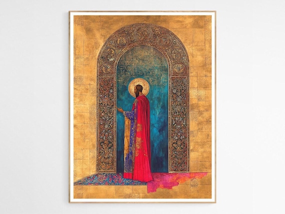 Saint with Golden Halo Sacred Armenian Gospel Religious Art Poster