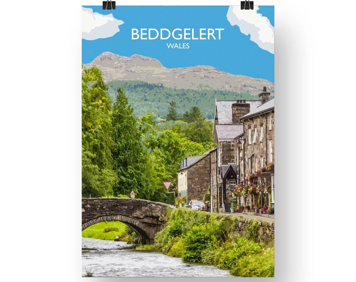Beddgelert Wales Travel Poster, Snowdonia Hiking Gift - Image 2