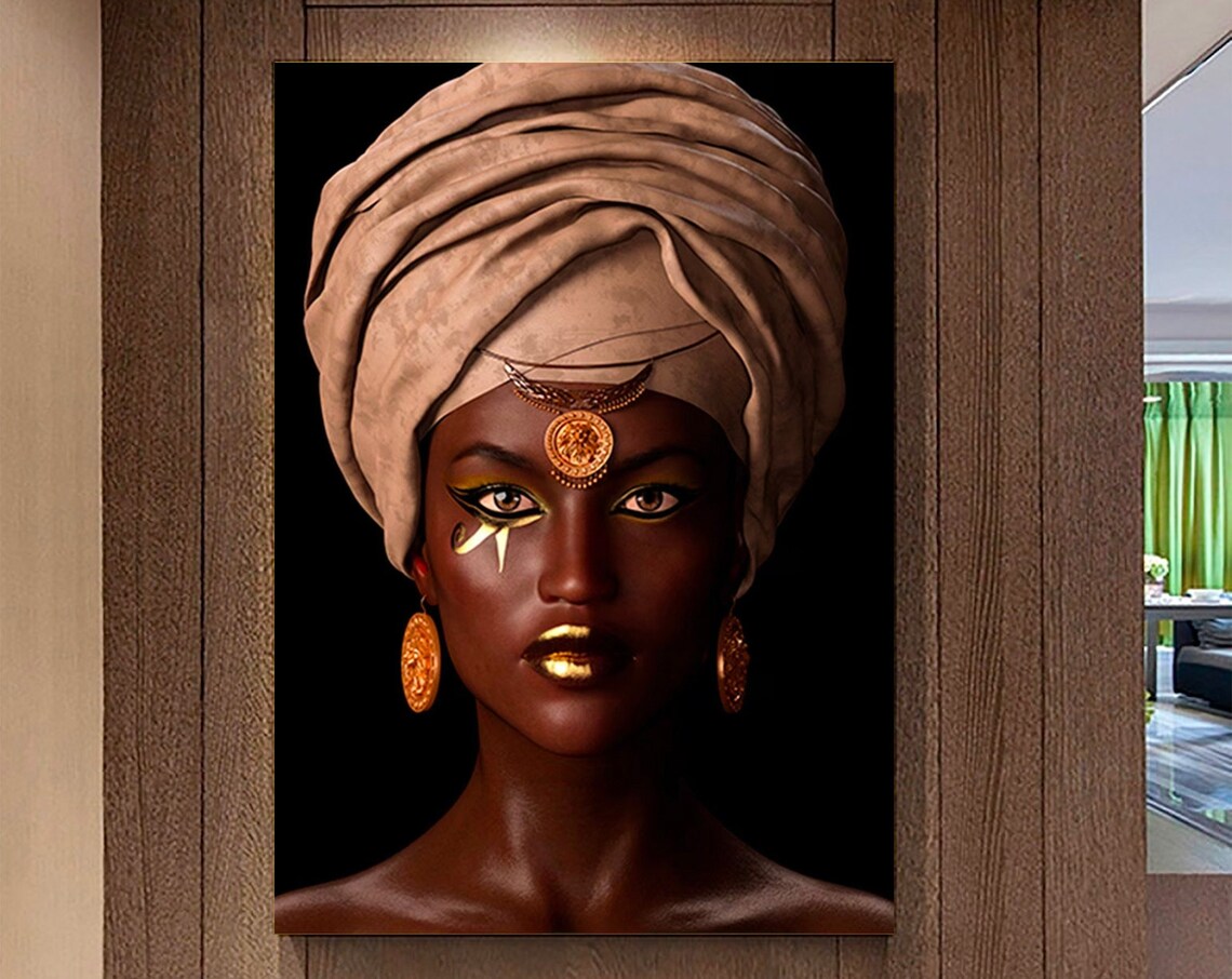 Modern African Woman Painting Wall Art Poster Home Decoration For Living Room Print On Canvasethnic Ladies Artafrican Lady
