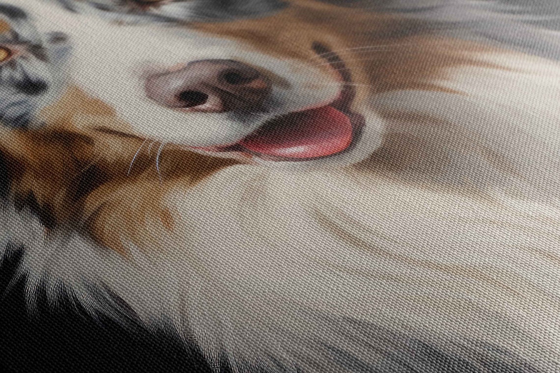 Australian Shepherd Santa Hat Smiling Christmas Portrait Poster - Image 2