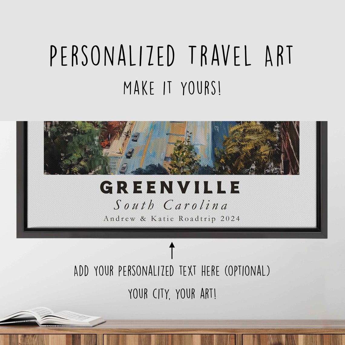 Greenville South Carolina Acrylic Painting Travel Art Framed Wall Art Framed Fine Art Poster Paper Print Travel Home Decor - Image 4