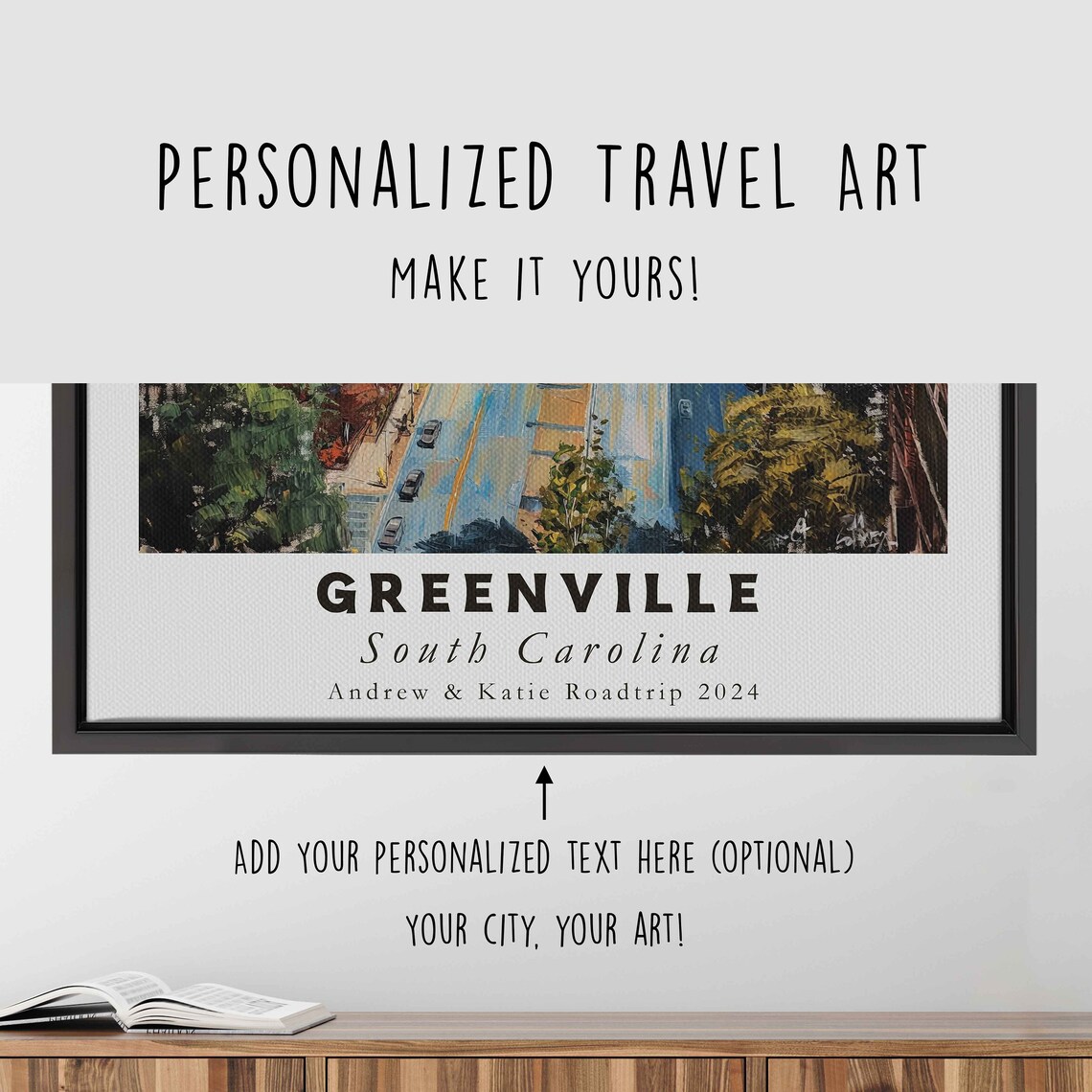 Greenville South Carolina Aerial Downtown Watercolor Main Street Print - Image 4
