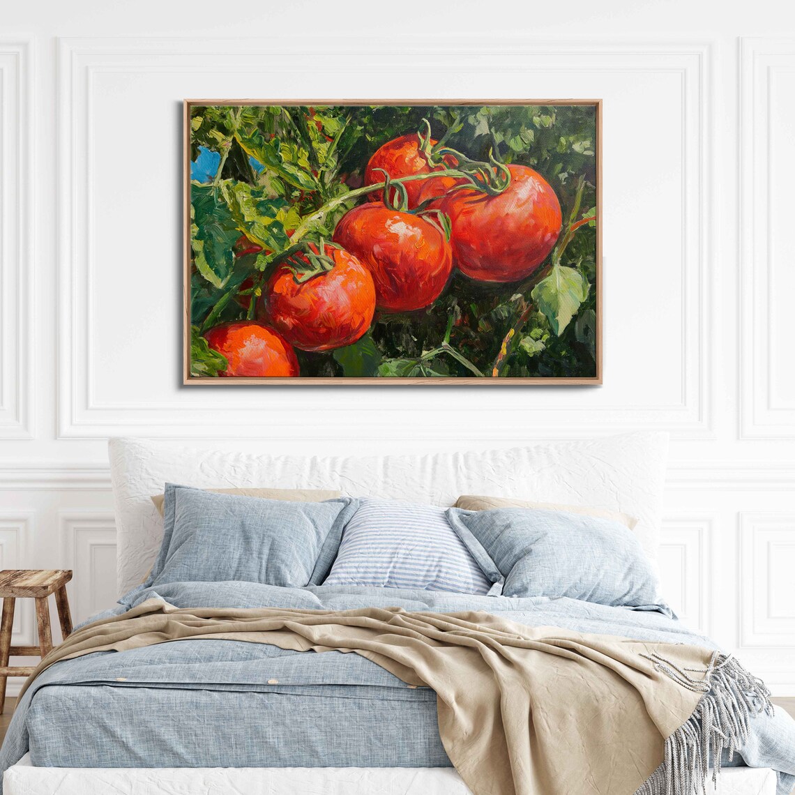 Tomato Garden Painting Vibrant Color Lush Greenery Wall Art Print Ready To Hang