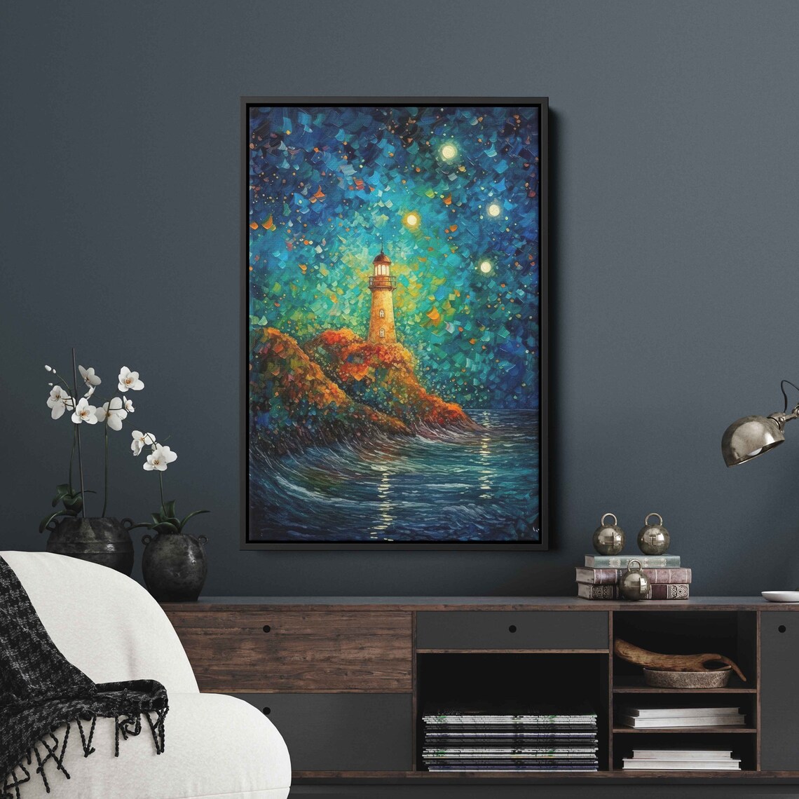 Lighthouse Semi-Abstract Colorful Wall Art Print - Image 2