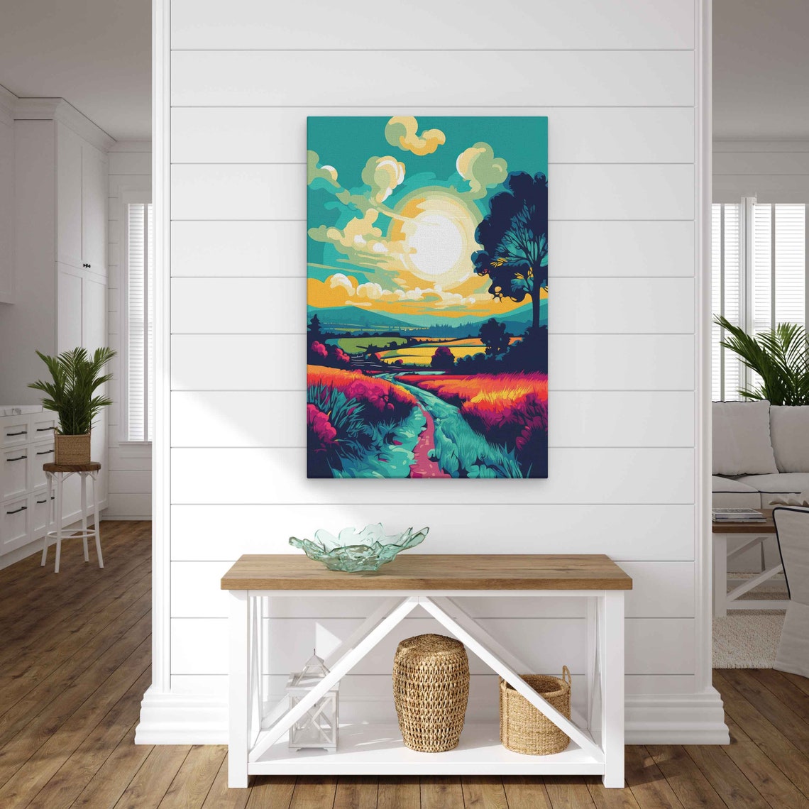 Summer Sunset Meadow Path Pop Art Comic Style Landscape Poster - Image 2